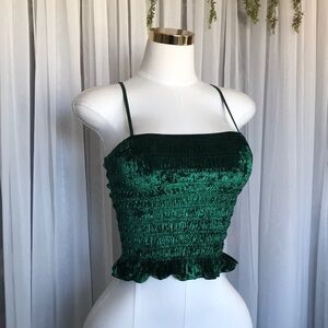 American Eagle Velvet Smocked Crop Top